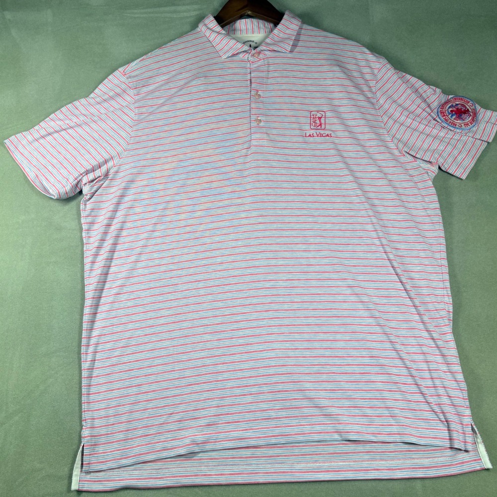 Johnnie-O Mens XL TPC Las Vegas Scottsdale Polo Shirt Striped Performance UPF 50